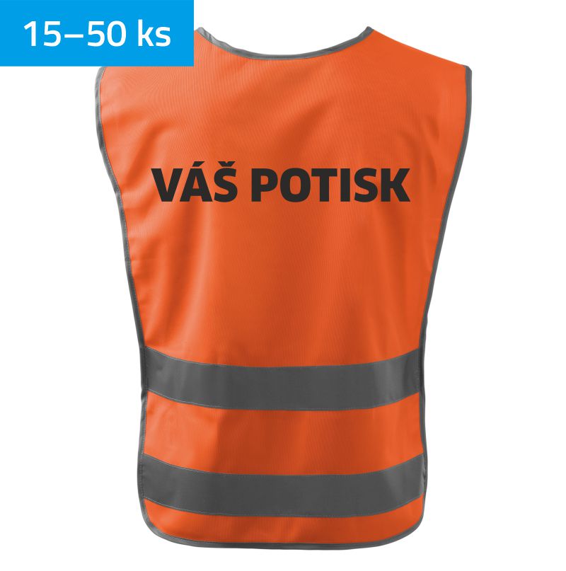 Reflexní vesta přes hlavu s potiskem na zádech | ODBĚR 5–15 ks