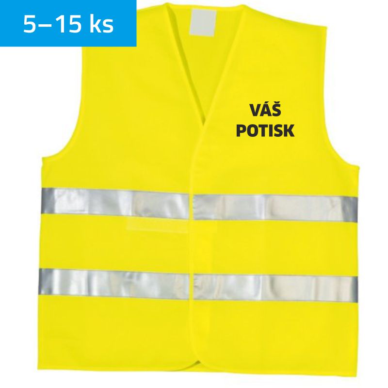 Reflexní vesta Basic žlutá/oranžová s potiskem na hrudi | ODBĚR 5–15 ks