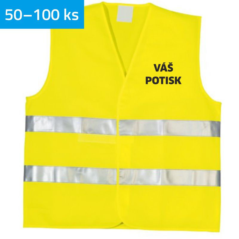 Reflexní vesta Basic žlutá/oranžová s potiskem na hrudi | ODBĚR 50–100 ks