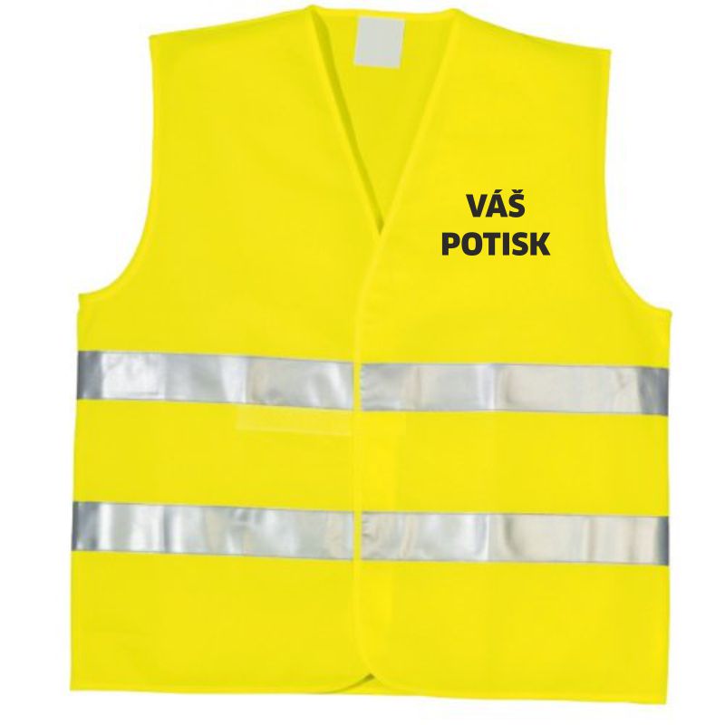 Reflexní vesta Basic žlutá/oranžová s potiskem na hrudi | ODBĚR 5–15 ks